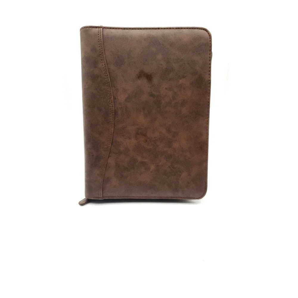 Vintage Day-Timer Organizer Planner Brown Zip Around 7 Rings 10.5x8